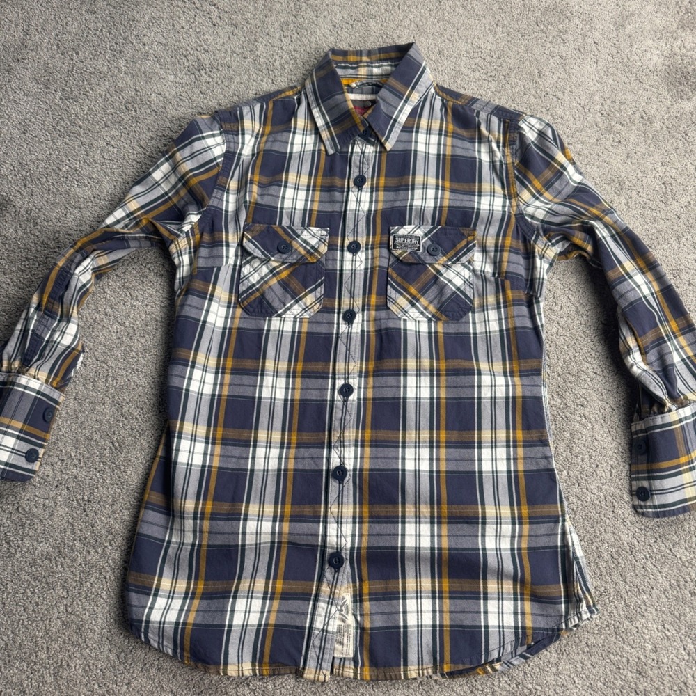 Superdry Denim Goods Women's Large Long Sleeve Button Up Plaid